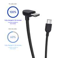 Cable de Carga Rápida Tipo-C en Ángulo de 10 cm para Xiaomi 3A, Cable de Datos Tipo C de 60 W para iPhone 17 16 Pro Max
