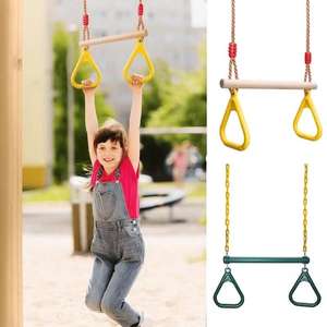 Barre de trapèze suspendue pour enfants personnalisée <span class=keywords><strong>anneaux</strong></span> de gymnastique de parc en plein air barre balançoire et <span class=keywords><strong>anneaux</strong></span> de gymnastique - Product Image 5