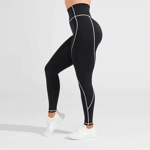 Pantalones de Yoga ajustados gruesos de cintura alta personalizados para gimnasio, Fitness, entrenamiento de cadera, ropa deportiva para mujer, mallas antibacterianas transpirables de punto - Product Image 5