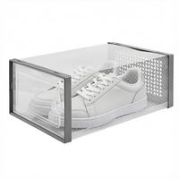 Grande boîte à chaussures transparente avec double renfort de cadre, haute protection contre la poussière, ventilation optimisée, boîte de rangement pour dortoir