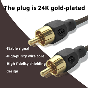 OEM High End Fidelity <span class=keywords><strong>Hifi</strong></span> 2 RCA Cable de <span class=keywords><strong>audio</strong></span> con chaqueta de PVC cobre desnudo chapado en oro 2RCA AV para altavoces ordenador y HDTV - Product Image 5