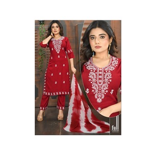 Conjunto Dupatta de pantalón superior de fábrica al por mayor en estilo de tendencia para mujer, vestidos informales de India Export - Product Image 1