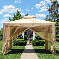 Tonnelle de jardin 3x3m à double toit, structure en acier thermolaqué, style classique, en polyester, avec moustiquaire