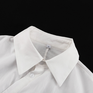 2025 nuova moda Chic elegante da donna avvolgente asimmetrica camicia bianca a maniche lunghe in <span class=keywords><strong>cotone</strong></span> a maniche lunghe da donna - Product Image 5
