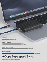 Kabel USB-C ke Type-C 240W48V5A PD Pengisian Cepat Transfer Data 80GB Kabel Kepang 16K untuk Perangkat Thunderbolt5/4 MacBook Samsung