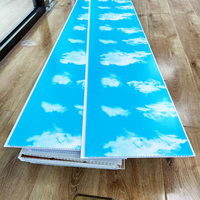 Carreaux de plafond en PVC à motif de nuages bleu ciel et blanc à transfert de chaleur de taille personnalisée Panneaux muraux