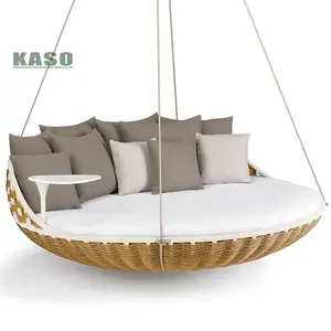 Outdoor Swing Bed Hanging Daybed Modern Swing Sofa Adult Garden Furniture Porch Rope Wicker Rattan Round Hanging Bed