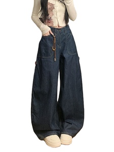 Jeans American Vintage de mezclilla lavada de corte recto y holgado para <span class=keywords><strong>mujer</strong></span>, estilo hip hop, lavables, con remaches, para verano - Product Image 2
