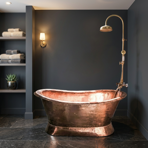 Baignoire ovale autoportante en cuivre, faite à la main, de luxe, pliable, écologique pour adultes, pour la baignade à domicile - Artisanat indien - Product Image 1