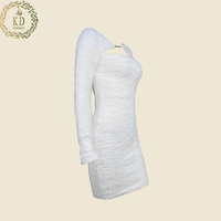 KD-Mini robe moulante en fil à logo personnalisable, coupe blanche, sexy, robe en tricot pour femmes, robe pull en mohair
