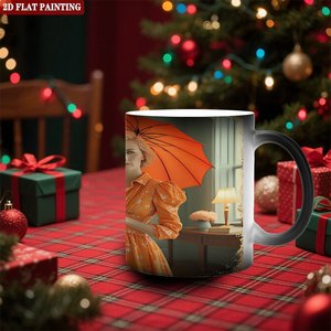 Taza Mágica de Cerámica Negra Esmerilada de 11 oz que Cambia de Color con Diseño de Pintura Plana en 2D - Product Image 2