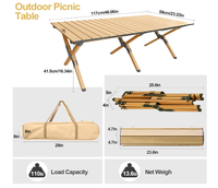 Table de camping pliante avec sac, table de pique-nique portable en aluminium, table de plage à faible hauteur, idéale pour l'extérieur