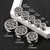 Tunnel d'oreille punk cool en acier inoxydable à visser, dilatateur, boucles d'oreilles, piercing corporel hip-hop pour les oreilles