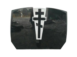 Lápida de Granito Negro Premium en Forma de Cruz con Acabado Pulido, Piedra Conmemorativa Duradera para Cementerio Exterior en Venta - Product Image 1