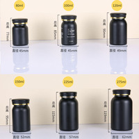 80-275ml vente en gros de produits de santé portables/comprimés/capsules/bonbons pharmaceutiques bouteille en plastique PET de qualité alimentaire givré noir