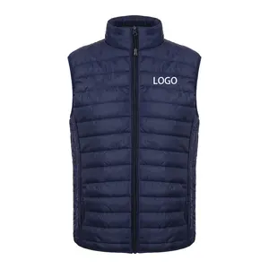 Oem Custom Print Logo Werkkleding Bedrijf Uniform Nylon Heren Gewatteerd Gewatteerd Donzen Puffer Jas Vest