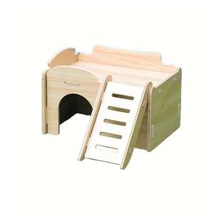 <span class=keywords><strong>Maison</strong></span> pour hamster en bois artisanale, design moderne, avec plateforme de course, habitat sûr pour petits animaux, pour hamsters et gerbilles - Product Image 1