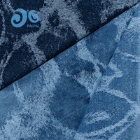 Kain Denim Jacquard Tenun Awan Motif Tinta, Ukuran Besar, Warna Indigo Biru Abstrak, Unisex, Pakaian Trendi untuk Wanita, Langsung dari Pabrik