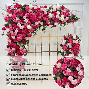 LEDA Customized Wedding Party decoration Pink <b>Artificial</b> Rose <b>Flowers</b> Peony Handmade <b>Flower</b> Runner Soft Irregular - Product Image 2