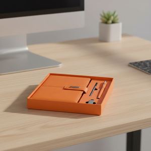 Cuaderno de Cuero PU Naranja Personalizado, Set de Regalo Corporativo, Diario A5, Set de Cuaderno de Negocios de Lujo Promocional al por Mayor con Bolígrafo - Product Image 4