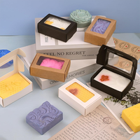 Boîtes à savon pour savon fait maison 3,78 x 2,76 x 1,25 pouces avec fenêtre, 3 couleurs, boîtes d'emballage en kraft pour savons, fournitures pour savons de mariage