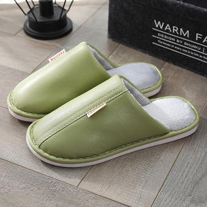 Women's Winter Indoor for Slippers Non-Slip Warm Cotton <b>Flip</b> <b>Flops</b> PU Leather Waterproof Home Shoes for Couples Soft Comfortable - Product Image 4