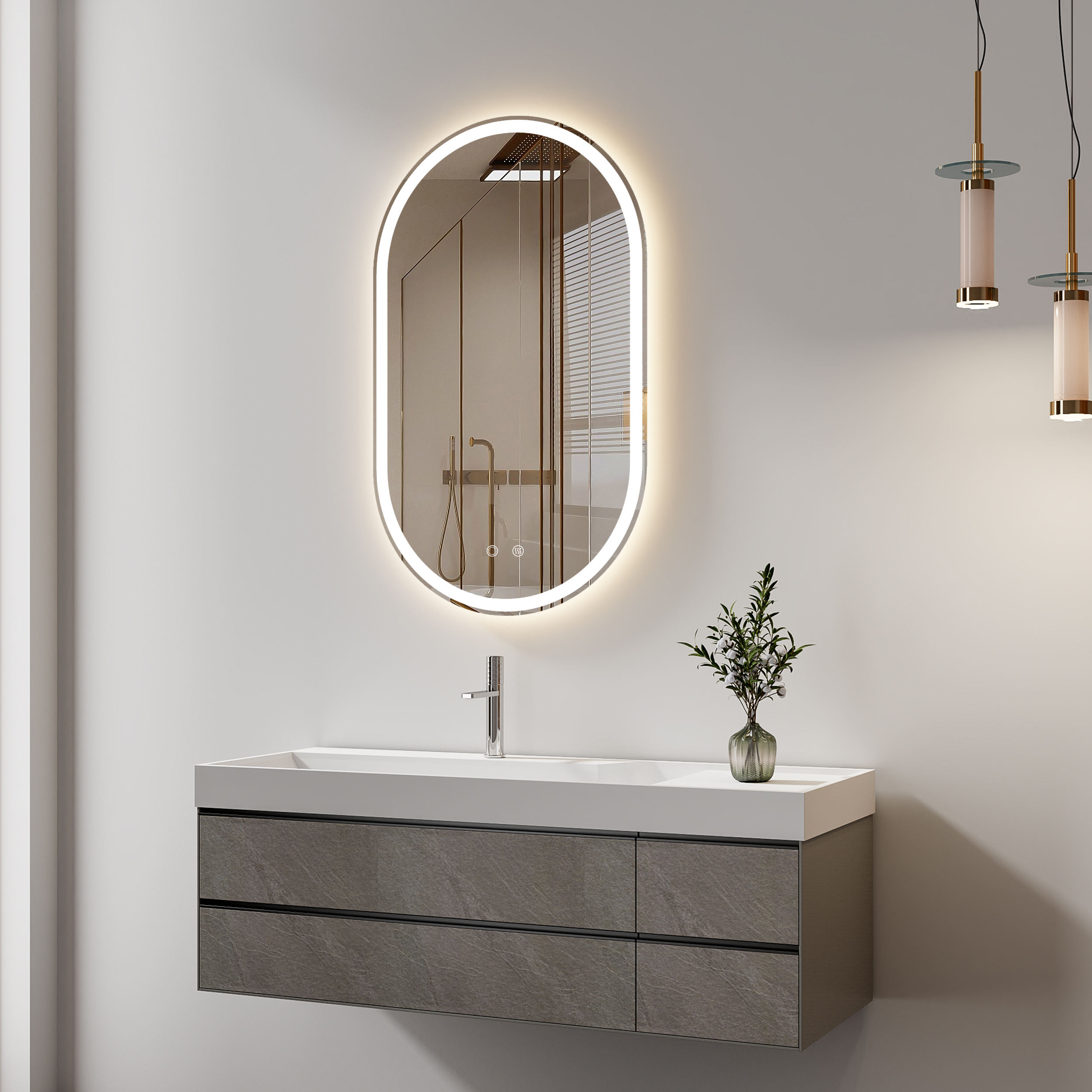 Miroir de salle de bain ovale DP518
