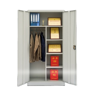 Modern Steel 2-Door <b>Storage</b> <b>Wardrobe</b> with Clothes Hanger for School Metal Amoires Closet Cheap Metal Cabinet - Product Image 3