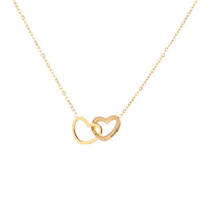 Collar de Acero Inoxidable con Corazón Grabado, Cadena Cruzada Chapada en Oro de 18k, Regalo de San Valentín, Colgante Unisex de Moda - Product Image 4