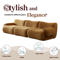 Canapé Modulable Danois Design Rétro Style Wabi-Sabi Trois Places, Sans Accoudoirs, Meuble de Salon Compact en Tissu pour Hôtels