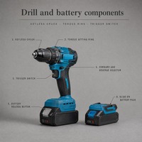 Kit d'outils électriques à batterie avec perceuse, scie et meuleuse pour les travaux de réparation de métaux et de bois en atelier