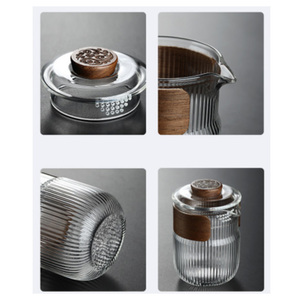 Vente en gros directe d'usine, nouveau service <span class=keywords><strong>à</strong></span> <span class=keywords><strong>thé</strong></span> en <span class=keywords><strong>verre</strong></span> de style chinois Kongfu avec un design portable et durable pour une utilisation dans les hôtels et les restaurants - Product Image 2