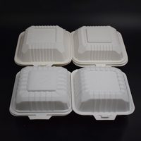 Boîte à hamburger en amidon de maïs biodégradable de haute qualité, écologique, à trois compartiments, de 6 pouces, 8 pouces et 9 pouces