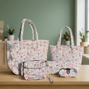Custom Floral Print Nylon <b>Zipper</b> <b>Tote</b> <b>Bag</b> Two Straps Large Capacity Foldable Shoulder Vintage Bucket <b>Bag</b> Women Travel Daily Use - Product Image 6