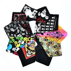 Praça Bandanas Cowboy Algodão Envolve Headwraps para Hip Hop Outdoor Turbante Halloween Ghost Cabeça Impresso Lenço Lenços