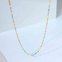Ensemble de bijoux pour femmes, collier et bracelet en acier inoxydable plaqué or 18 carats, style bohème, chaîne à gouttes d'huile colorée