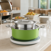 Chauffe-soupe vert 5L Bain Marie, marmite à soupe isolée à double paroi pour hôtel du Moyen-Orient, restaurant, buffet, traiteur