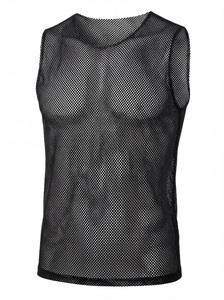 Canotte da uomo per feste, magliette nere in rete trasparente senza maniche, t-shirt attillate a effetto muscolare, <span class=keywords><strong>gilet</strong></span> estivi da uomo per discoteca - Product Image 4