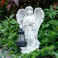 Offre Spéciale Noël à énergie solaire ange résine Statue fleur couronne colombe LED lanterne lumière ailes détaillées extérieur jardin décor cour