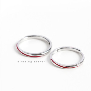 Red Thread Couple Rings 925 Sterling Silver Open Geometric Design For Men And Women Gift Lovers Jewelry - Product Image 3
