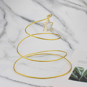 Gold Spiral Christmas <b>Tree</b> <b>Stand</b> With Crystal Star Pendant Metal Decor For Holiday Display - Product Image 1