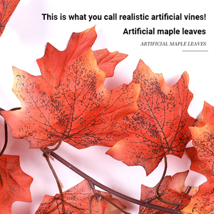 Guirlande de feuilles d'érable artificielles en soie de 245 cm, 36 feuilles, pour décoration d'automne, réaliste et naturelle, pour extérieur, remise de diplôme, fête des pères - Product Image 2