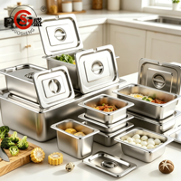201 Edelstahl GN-Behälter Gewerblicher Catering-Behälter Warmhaltebehälter für Hochzeiten Buffet Restaurant Küche Vorbereitung