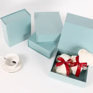 Luxo projeta crianças vazias papel magnético dobrável presente embalagem caixa com fita