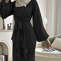 Sharut Eid est une robe de mariée modeste de luxe pour les femmes Dubai turc élégant Satin caftan Abaya 2 pièces ensemble respirant automne