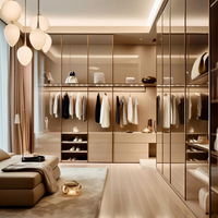 Armoire coulissante double vitrage sur mesure de luxe, grande armoire de chambre avec porte en MDF pour la maison et la chambre à coucher