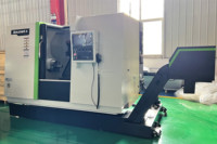 GUOSHENG IHT625MS Mesin Bubut CNC Double Spindle Slant Bed, Kontrol FANUC, untuk Komponen Poros Presisi