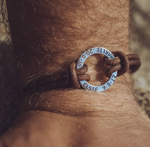 पुरुषों की विंटेज शैली स्टेनलेस स्टील फैशन ब्रैसलेट फाइबर रस्सी कस्टम नाम पत्र 18k गोल्ड प्लेटेड सर्कल आकर्षण उपलब्ध चांदी - Product Image 3