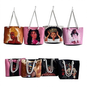 Bolsa de Lona con Cierre de Cremallera y Asa de Cuerda, Diseño Retro, Práctica, para Exteriores, con Estampado de Dibujos Animados, Patrones Personalizables - Product Image 2