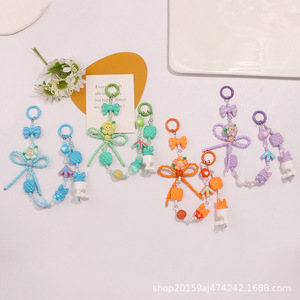 Nouveau mignon dessin animé fleur bébé porte-clés pendentif perles colorées arc accessoires téléphone chaîne sac décoration - Product Image 2